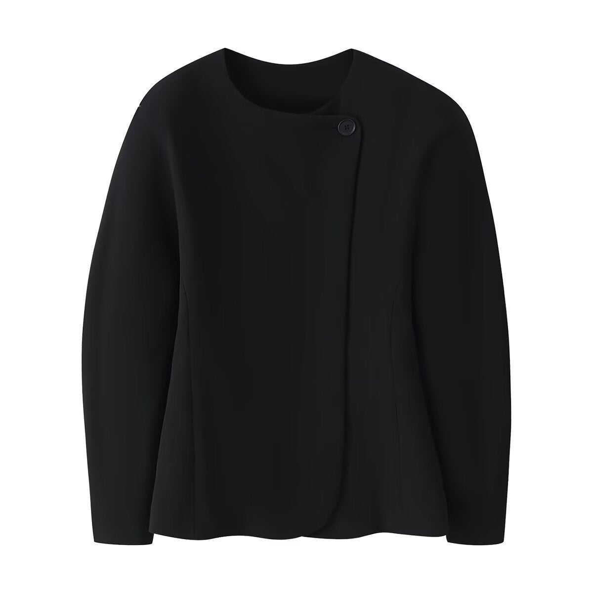 Simple double breasted round neck suit jacket for women