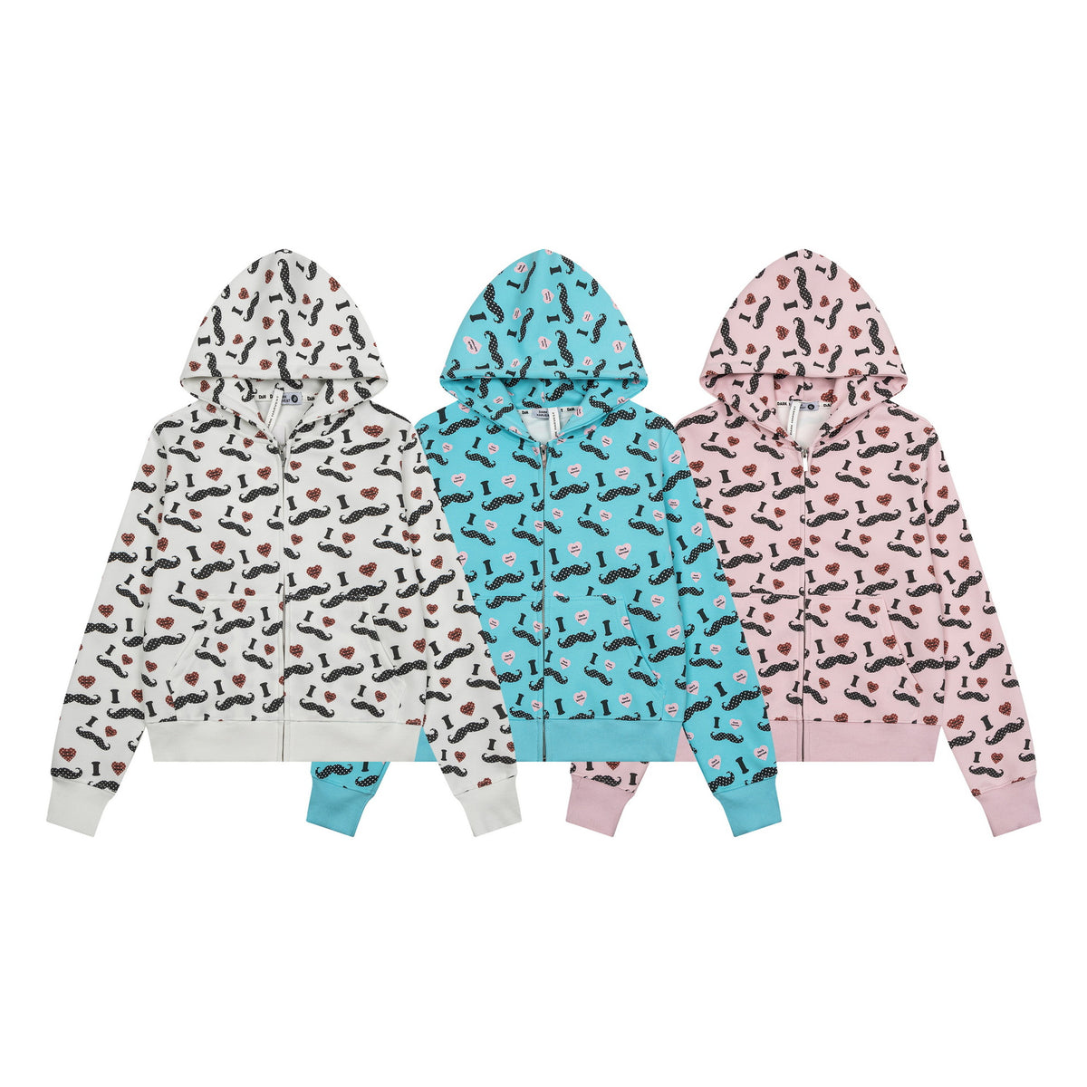 Women's Zip-Up Hoodie Drop Shoulder All-Over Fun Print Sweatshirt Jacket Casual Outerwear