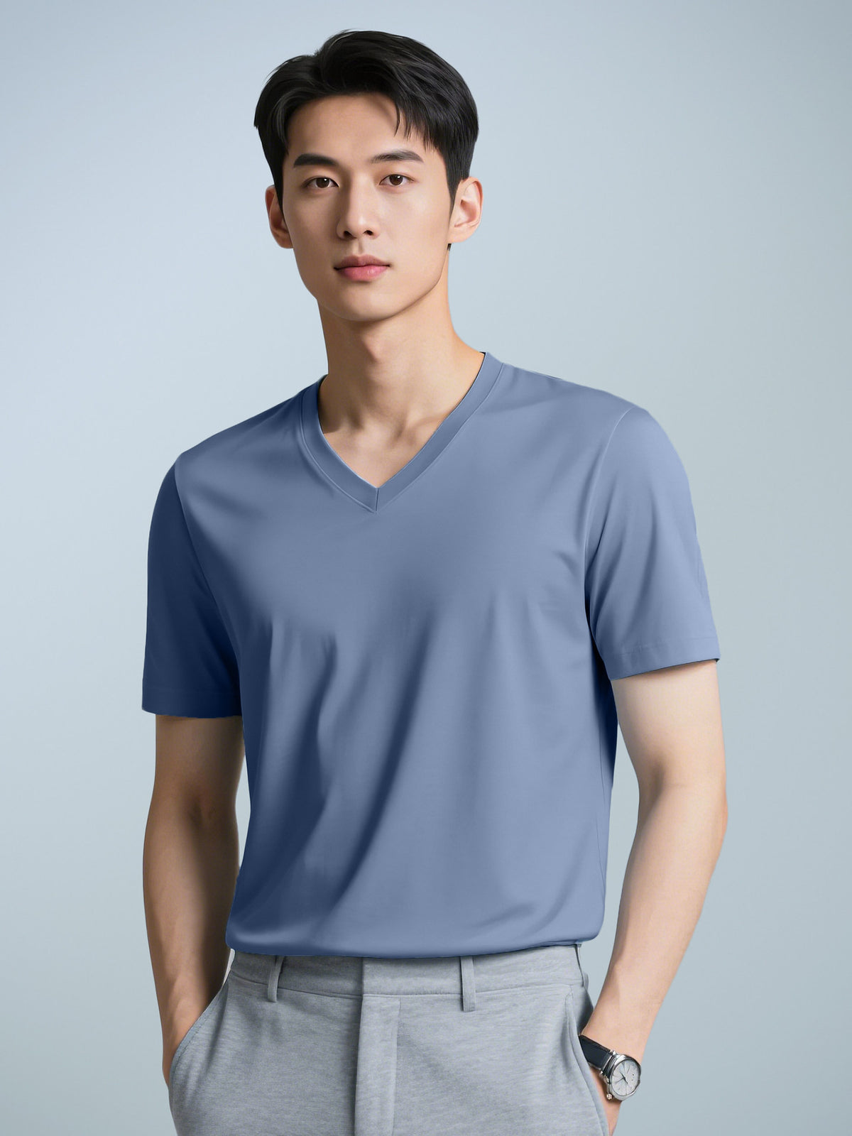 Men's Casual Solid Color Short Sleeve Crew Neck T-Shirt