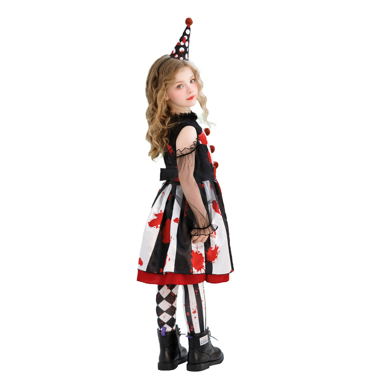 Halloween Kids Costume Clown Outfit Circus Party Funny Dress for Girls Carnival Performance Dress