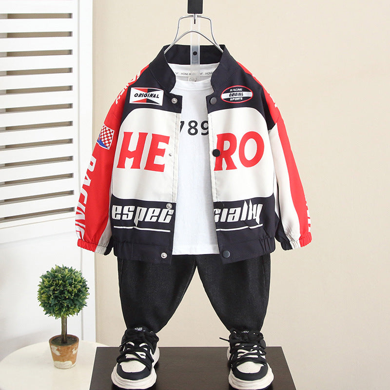 Boys Streetwear Motorcycle Jacket Cool Hip Hop Outerwear