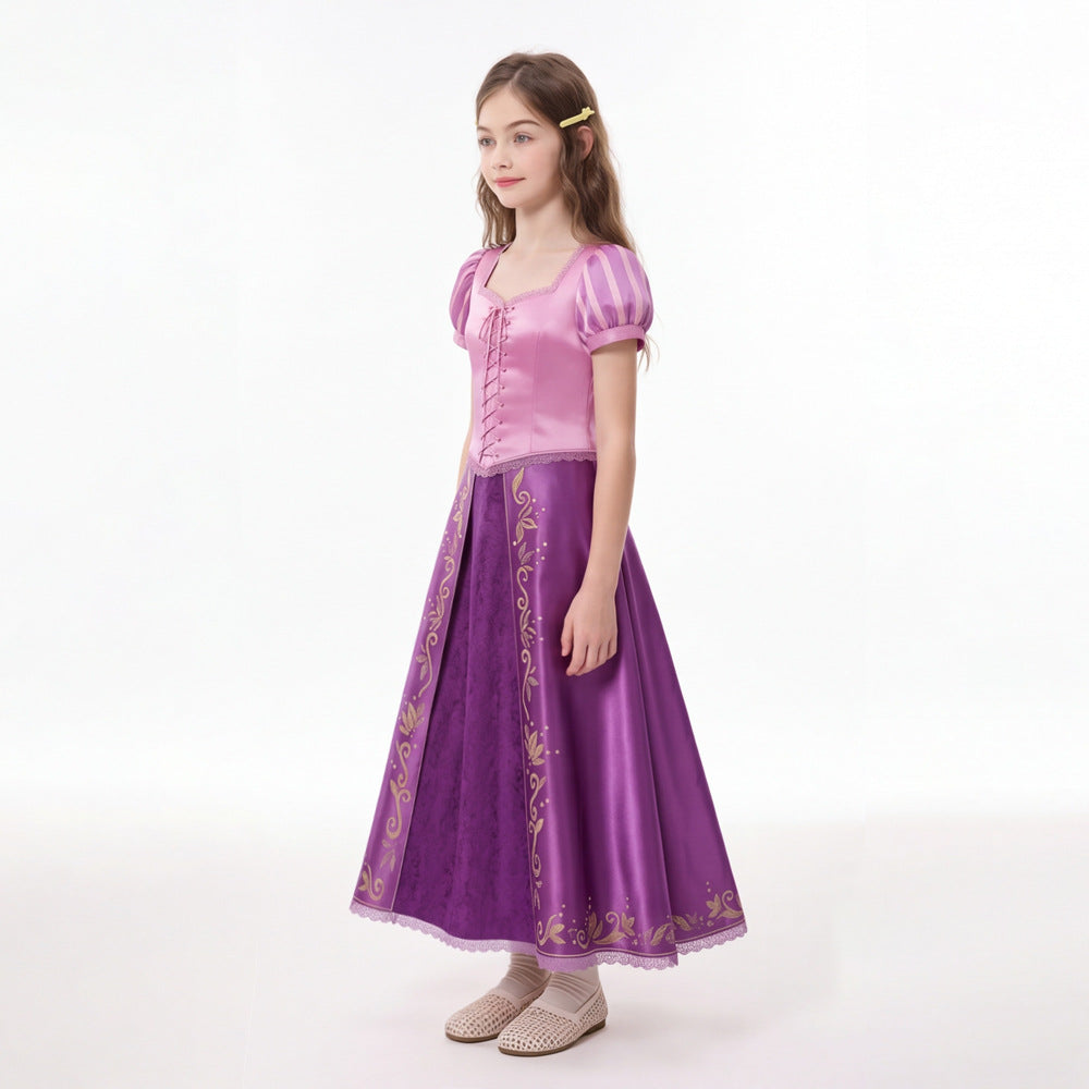 Fairy Tale Princess Rapunzel Cosplay Costume Long Dress for Halloween Performance and Stage Wear