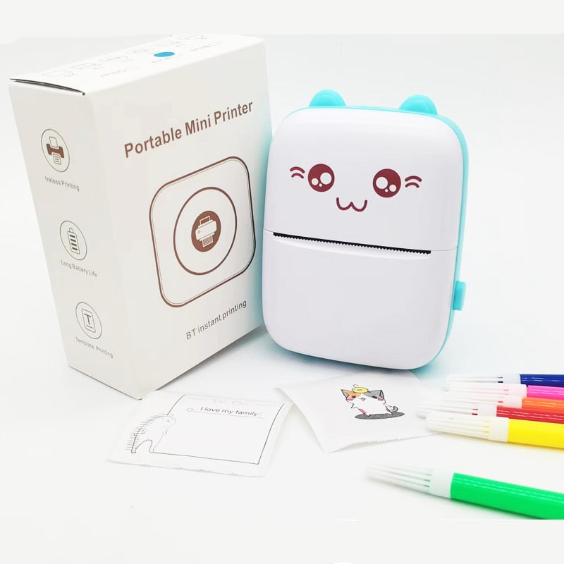 006. Portable MINI Cat Thermal Printer - Print Photos, Labels (58mm Wireless Printing supports Android & IOS)