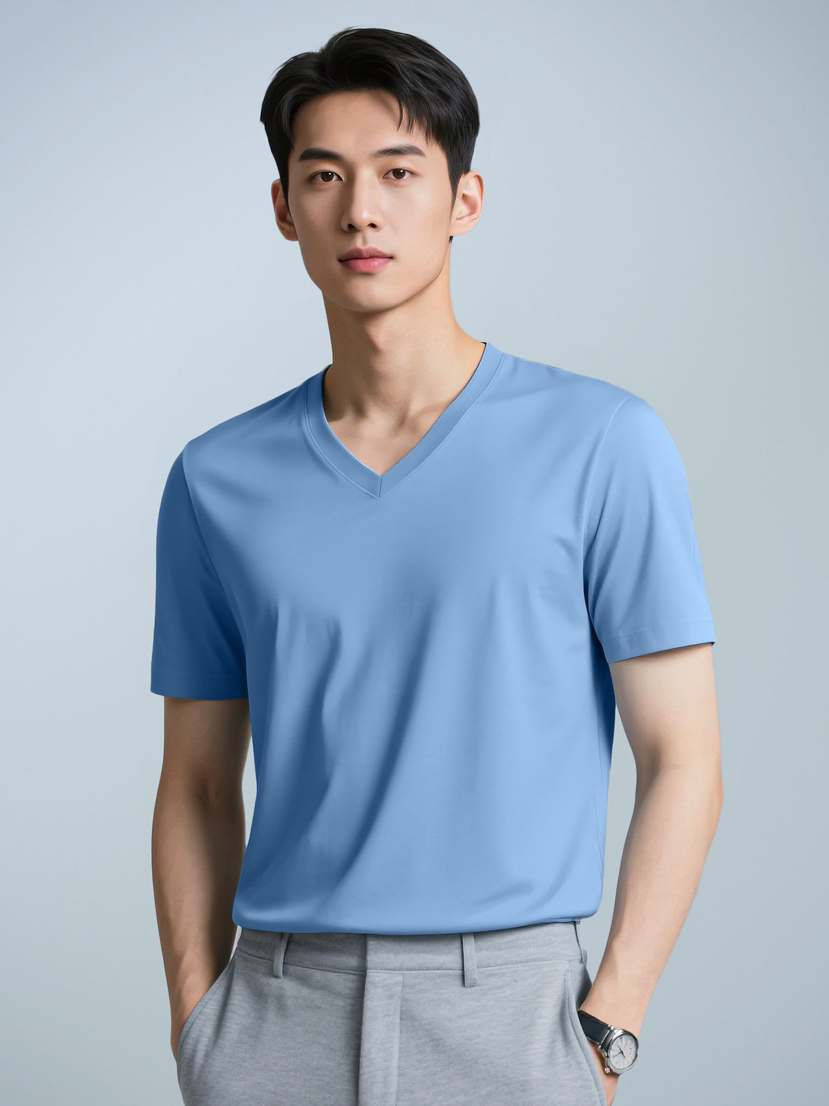 Men's Casual Solid Color Short Sleeve Crew Neck T-Shirt