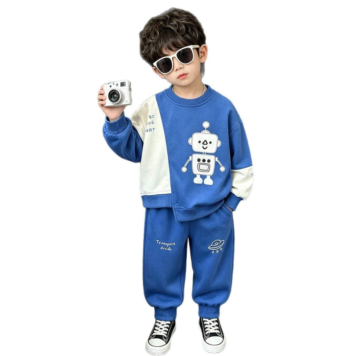Boys' Autumn Spring Trendy Cool Sportswear Hoodie Sweatshirt and Pants Two-Piece Set