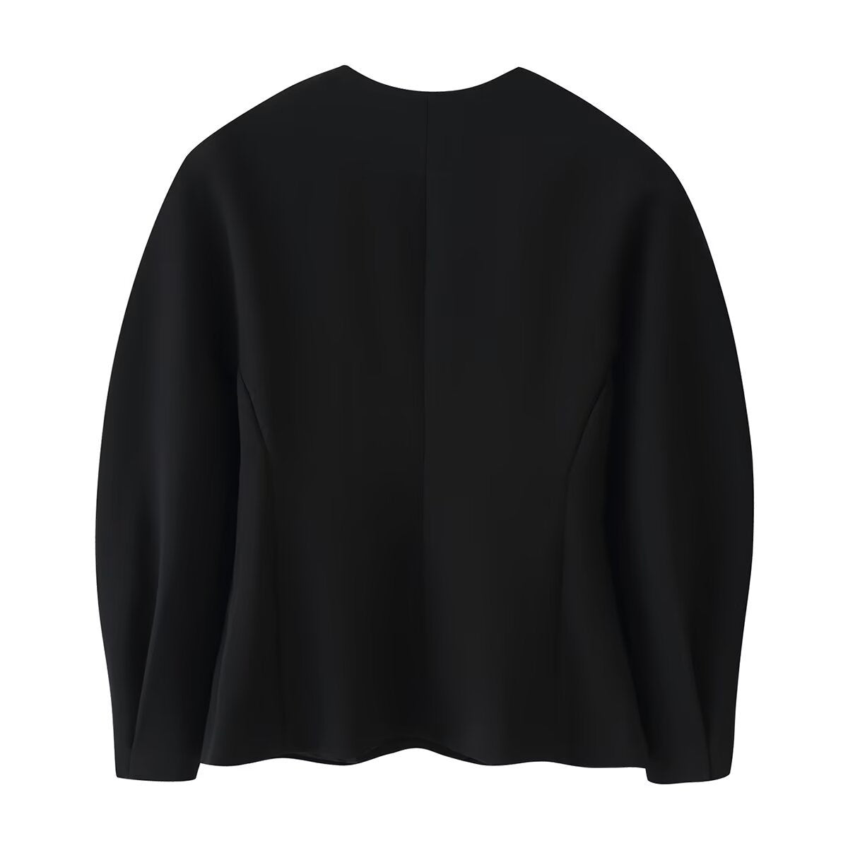 Simple double breasted round neck suit jacket for women