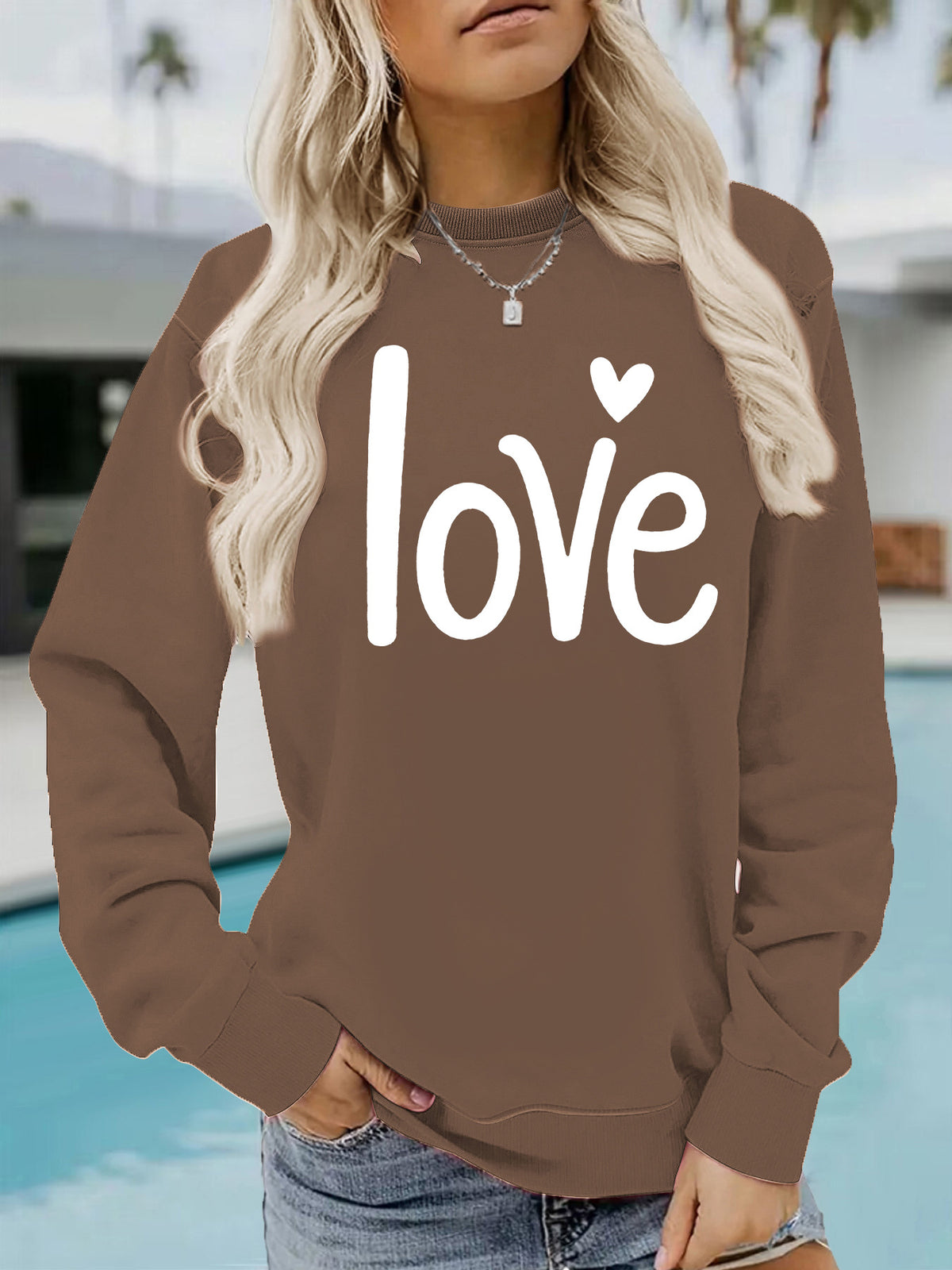 Round neck fleece hoodie for women