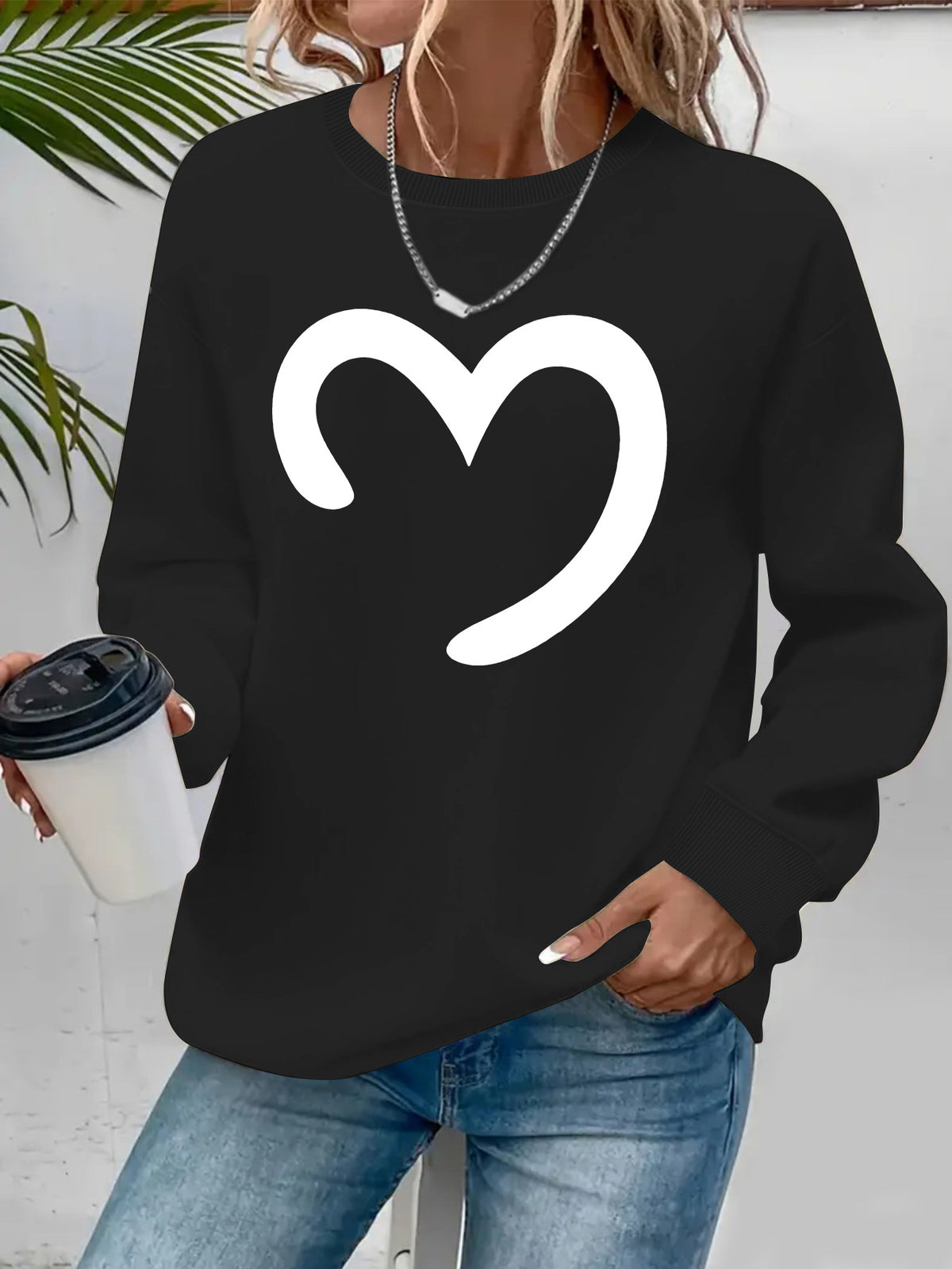 Round neck fleece hoodie