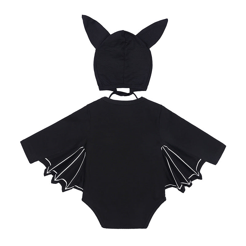 Halloween Kids' Cotton Baby Onesie with Bat Sleeves for Boys and Girls, Triangular Design, Drop Shipping