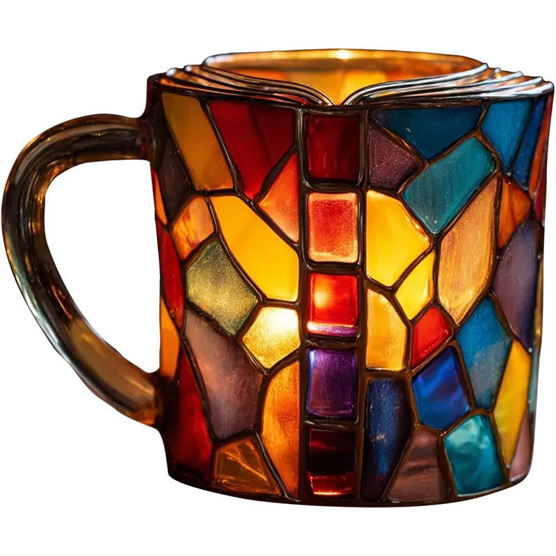 Perfect gift: Painted Book Mug: 11oz, 3D painted books design, colorful resin, unique coffee cup, ideal for collection/gifts.