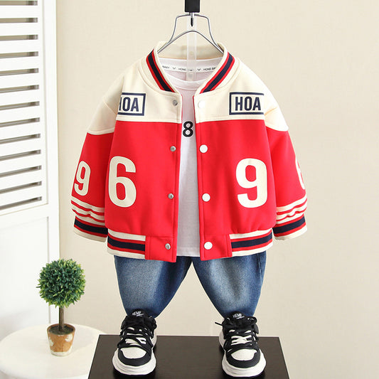 Boys Casual Spring Autumn Long Sleeve Baseball Jacket Outerwear Top