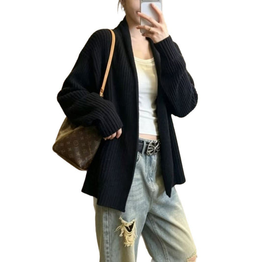 Solid color cardigan women's sweater