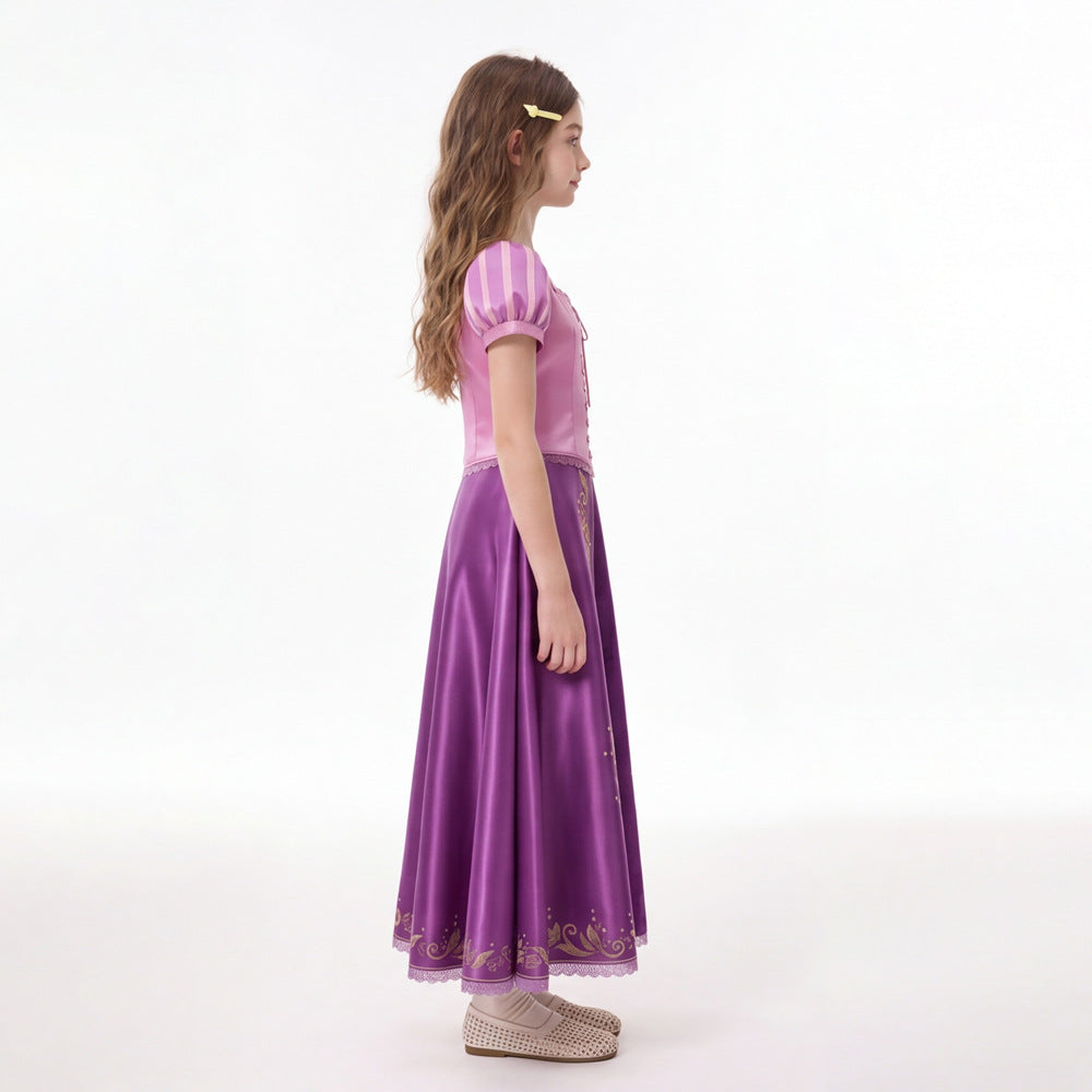 Fairy Tale Princess Rapunzel Cosplay Costume Long Dress for Halloween Performance and Stage Wear