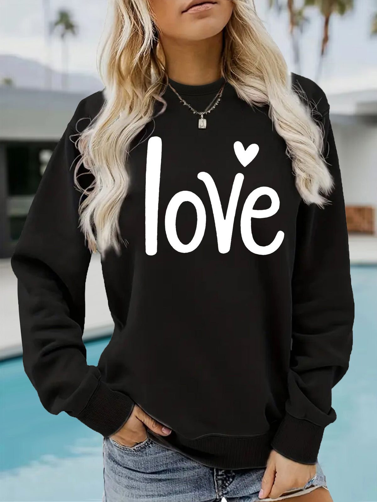 Round neck fleece hoodie for women