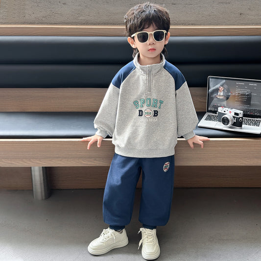 Boys Casual Sporty Sweatshirt Two-Piece Set