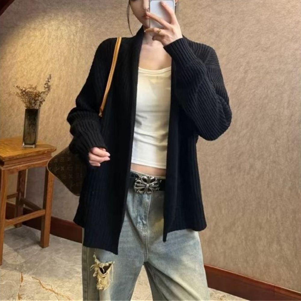 Solid color cardigan women's sweater
