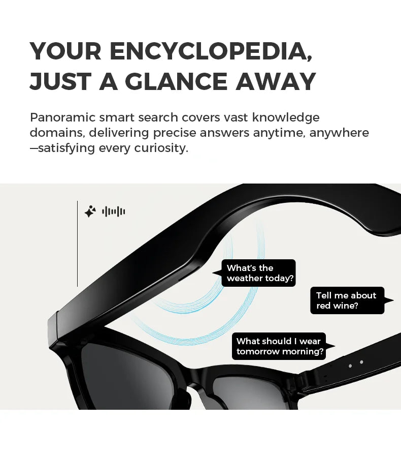 004. Bluetooth AI shooting glasses Bluetooth call voice assistant real-time translation 5-megapixel shooting stabilization