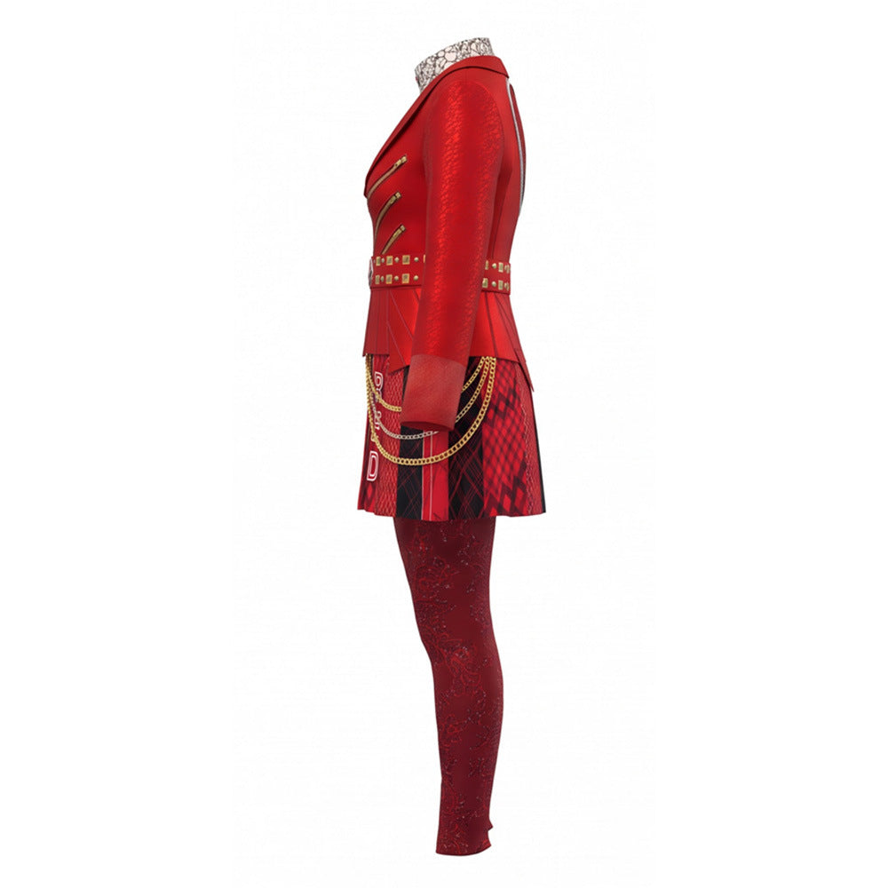 Red Queen Cosplay Costume from Descendants 5, Little Red Riding Hood Anime Cosplay Outfit, Punk Halloween Performance Costume