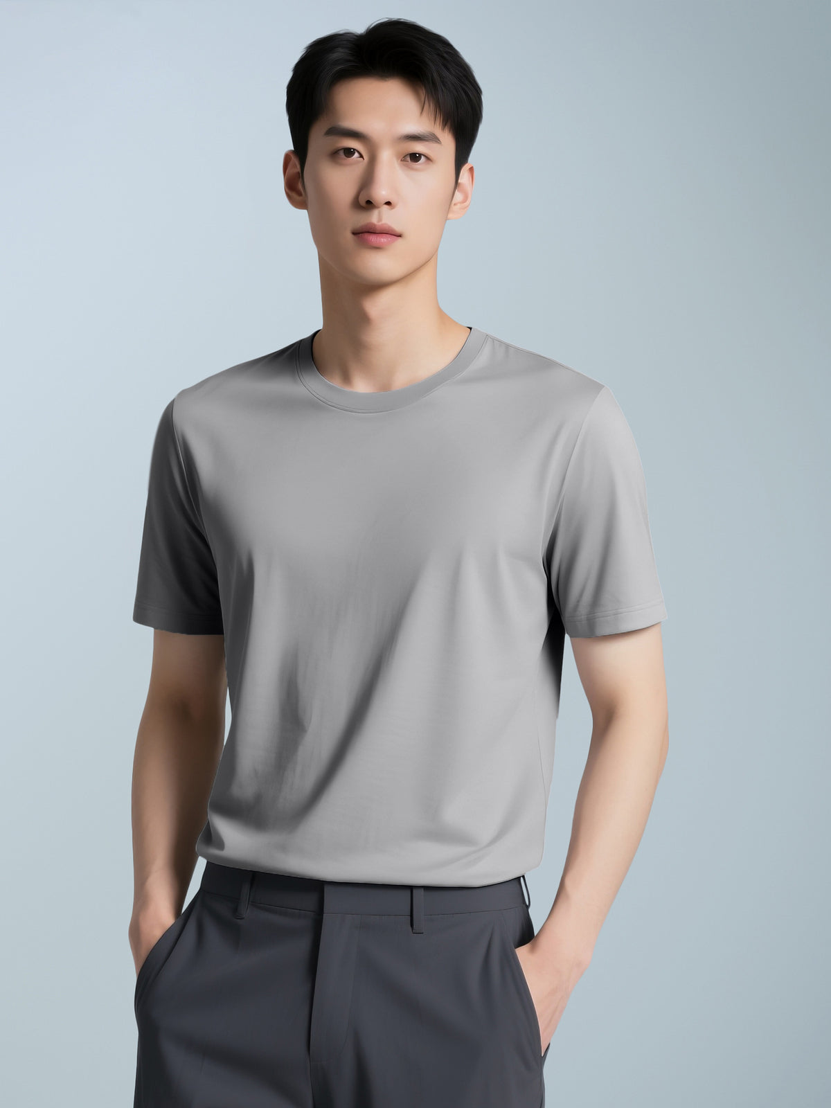 Men's Casual Solid Color Short Sleeve Crew Neck T-Shirt