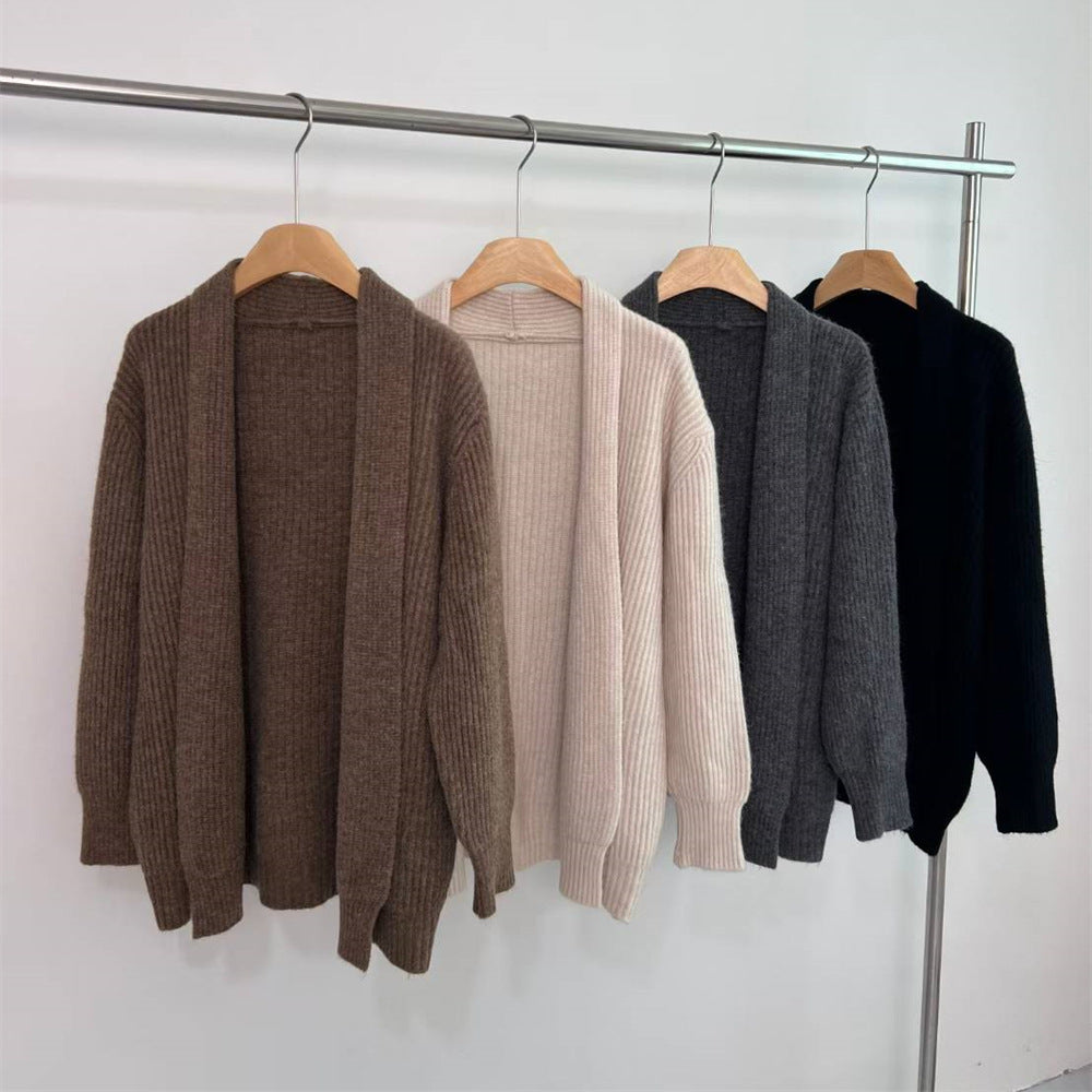 Solid color cardigan women's sweater