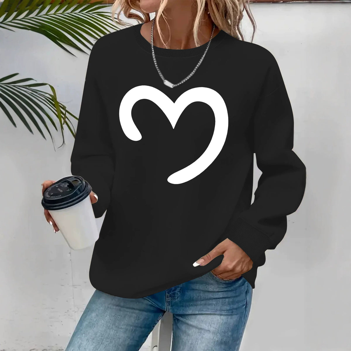 Round neck fleece hoodie