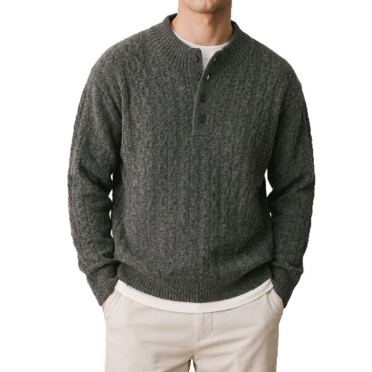 Half open button long sleeved sweater