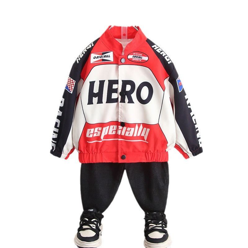 Boys Streetwear Motorcycle Jacket Cool Hip Hop Outerwear