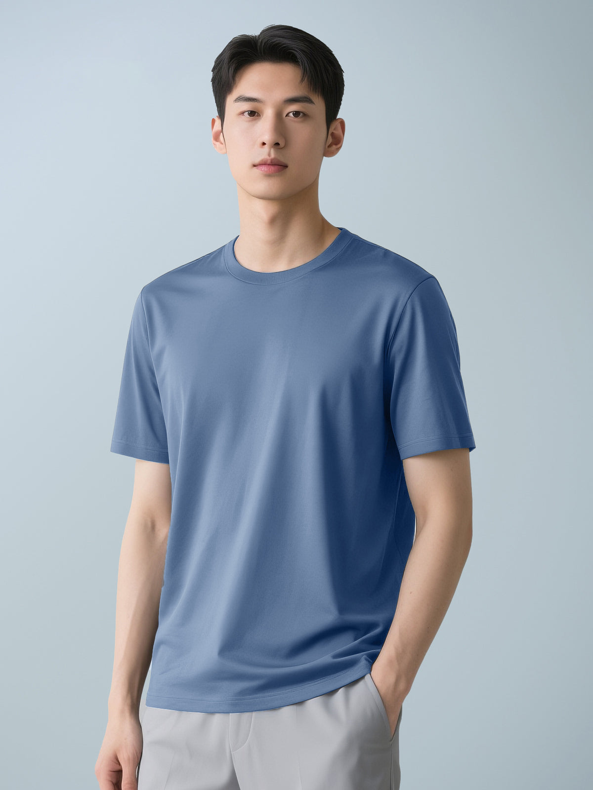 Men's Casual Solid Color Short Sleeve Crew Neck T-Shirt