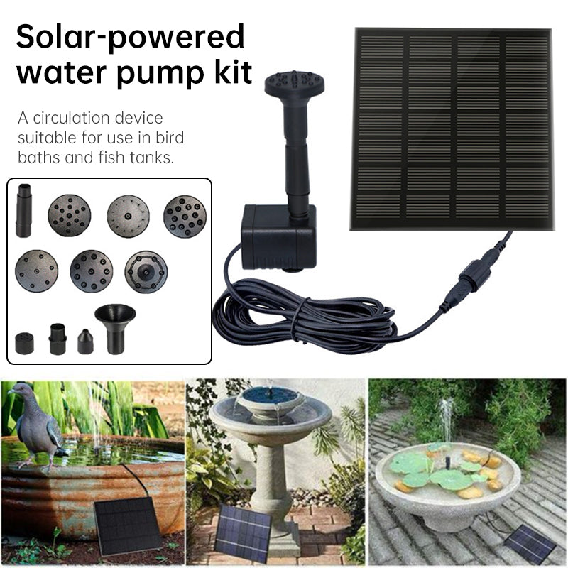 Solar-Powered Mini Fountain Pump – 200L/H Brushless Pump with 4 Spray Nozzles for Garden, Pond & Fish Tank