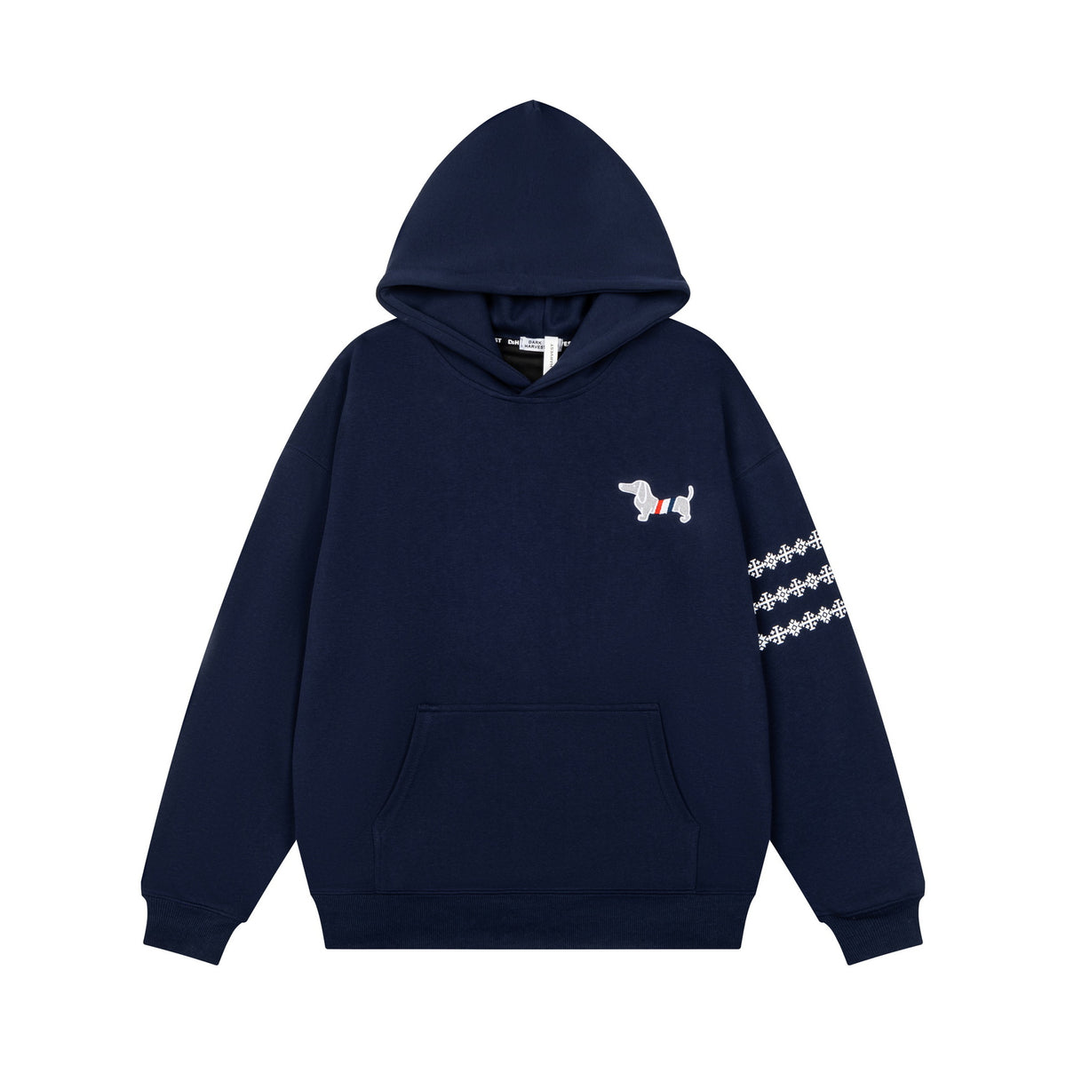 Dachshund Terry Embroidery Drop Shoulder Oversized Vintage Casual Men's Unisex Pullover Hoodie