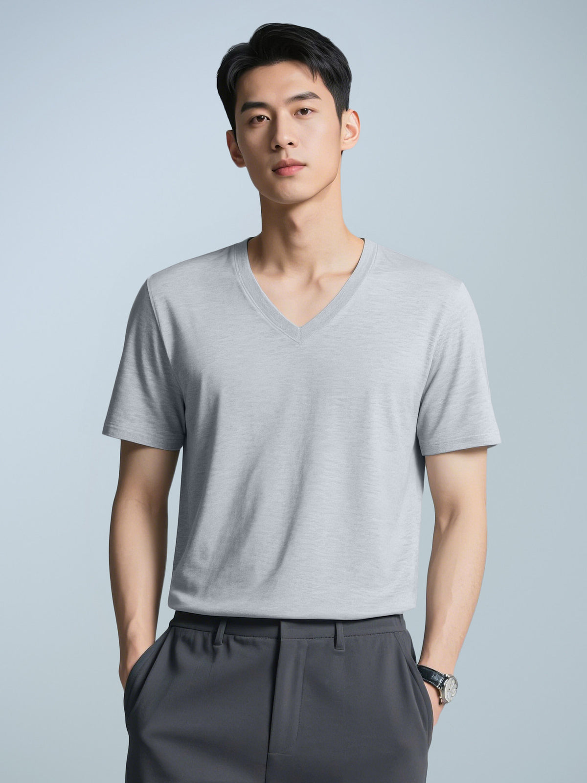 Men's Casual Solid Color Short Sleeve Crew Neck T-Shirt