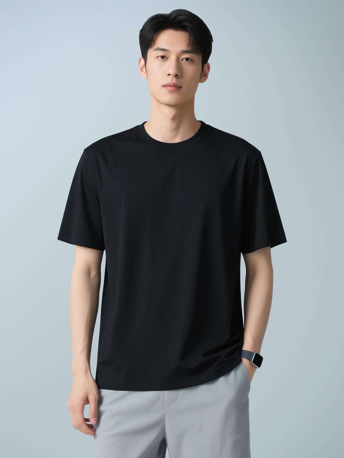 Men's Casual Solid Color Short Sleeve Crew Neck T-Shirt