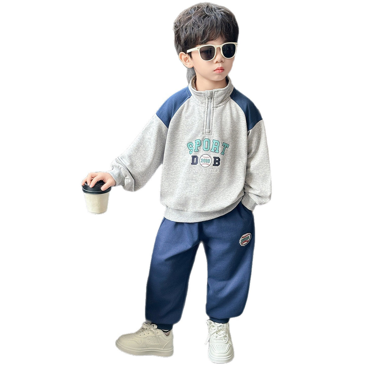 Boys Casual Sporty Sweatshirt Two-Piece Set