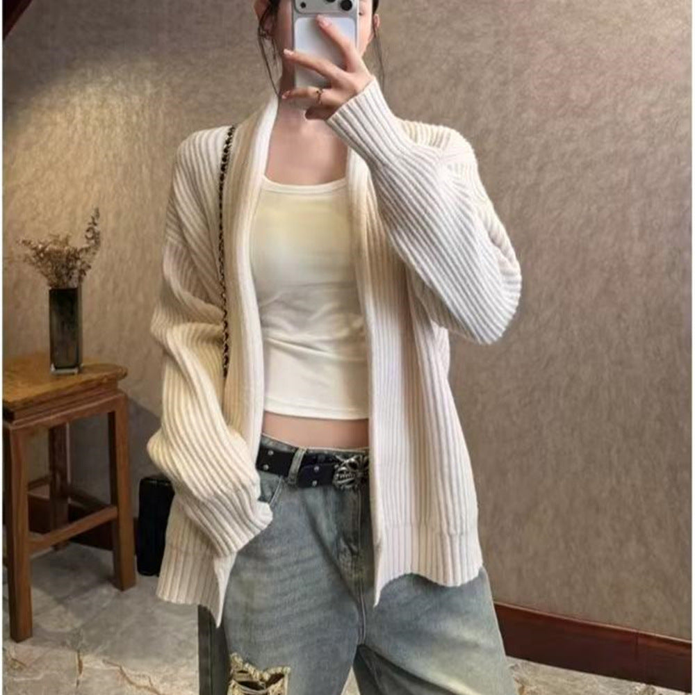Solid color cardigan women's sweater