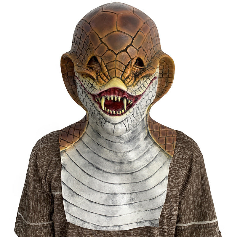 Lizard Man Basilisk Mask – Realistic Scaled Full Face Latex Reptile Headpiece, Unisex Adult Horror Costume