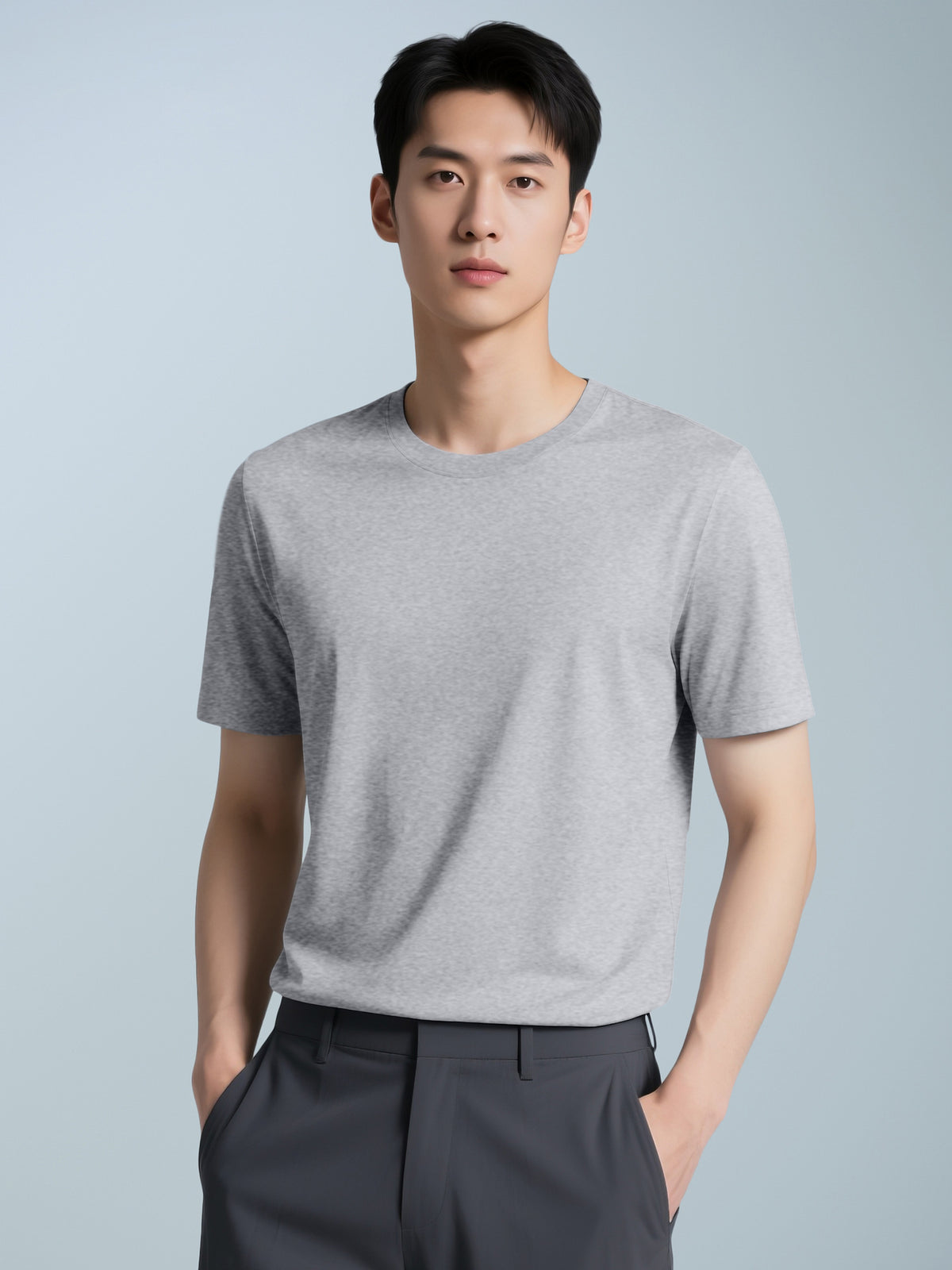 Men's Casual Solid Color Short Sleeve Crew Neck T-Shirt
