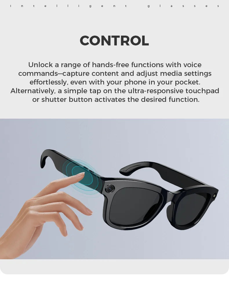 004. Bluetooth AI shooting glasses Bluetooth call voice assistant real-time translation 5-megapixel shooting stabilization
