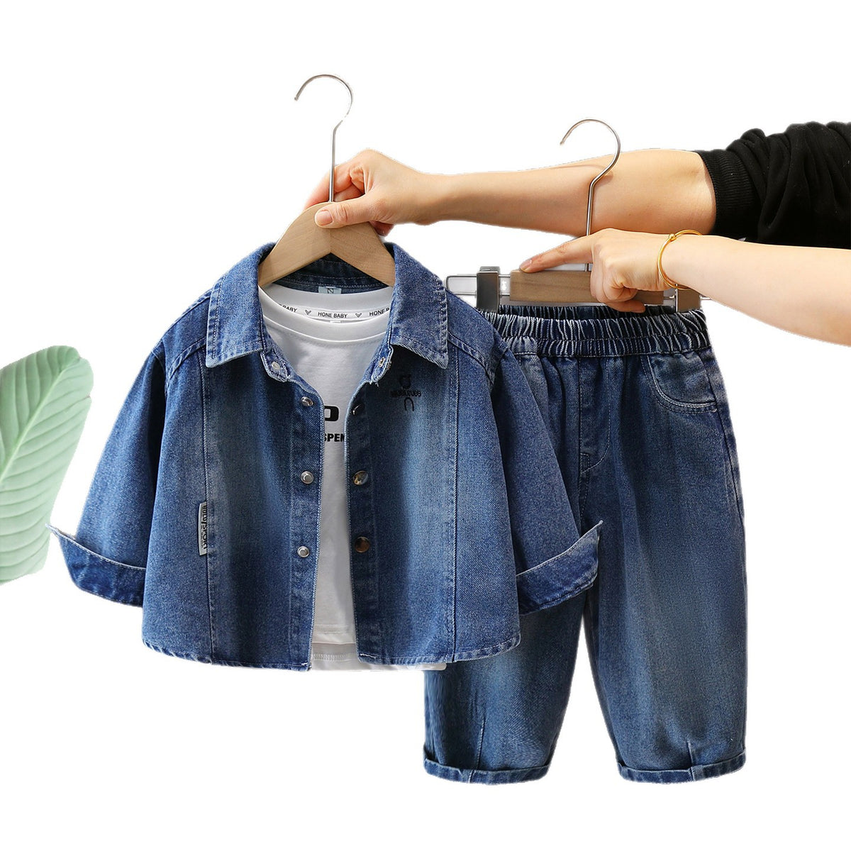 Boys Denim Jacket 3-Piece Set Spring Autumn Long Sleeve Casual Outfit