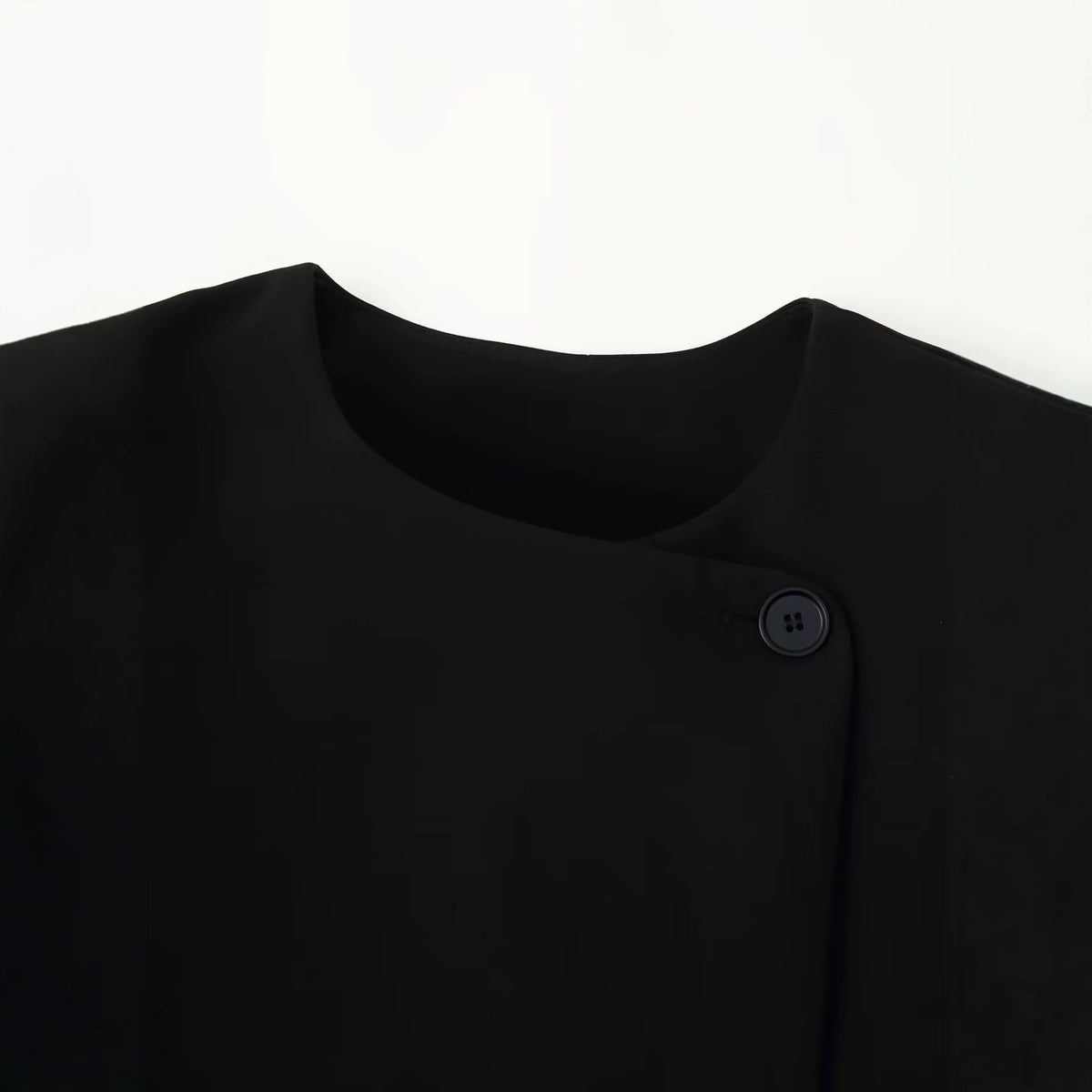 Simple double breasted round neck suit jacket for women