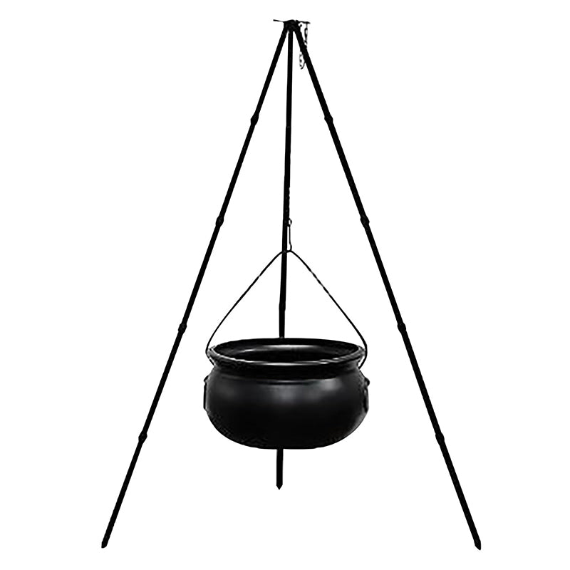Halloween Black Witches Cauldron with Skeletons on Tripod – Outdoor Horror House Scary Prop, Home Halloween Decoration