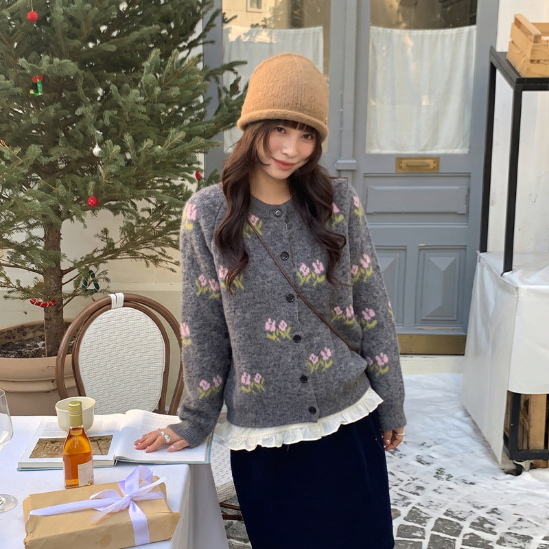 Embroidered cardigan sweater