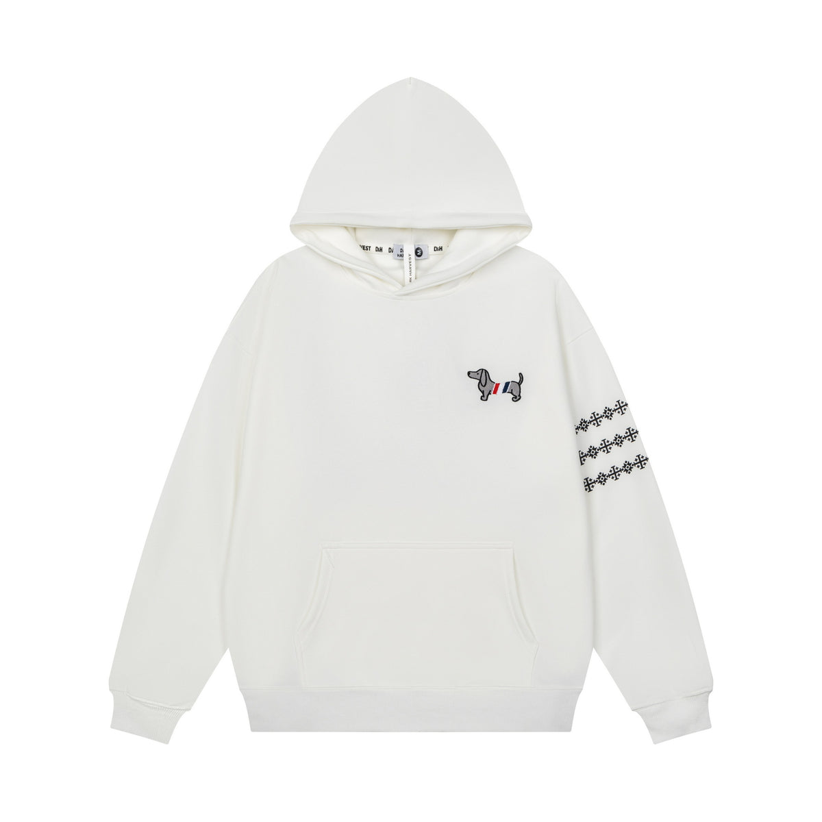 Dachshund Terry Embroidery Drop Shoulder Oversized Vintage Casual Men's Unisex Pullover Hoodie