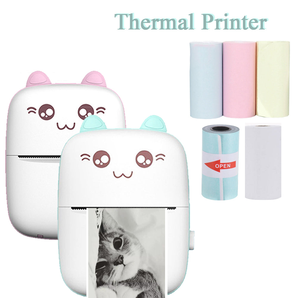 006. Portable MINI Cat Thermal Printer - Print Photos, Labels (58mm Wireless Printing supports Android & IOS)