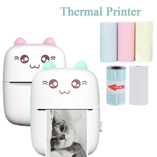 006. Portable MINI Cat Thermal Printer - Print Photos, Labels (58mm Wireless Printing supports Android & IOS)