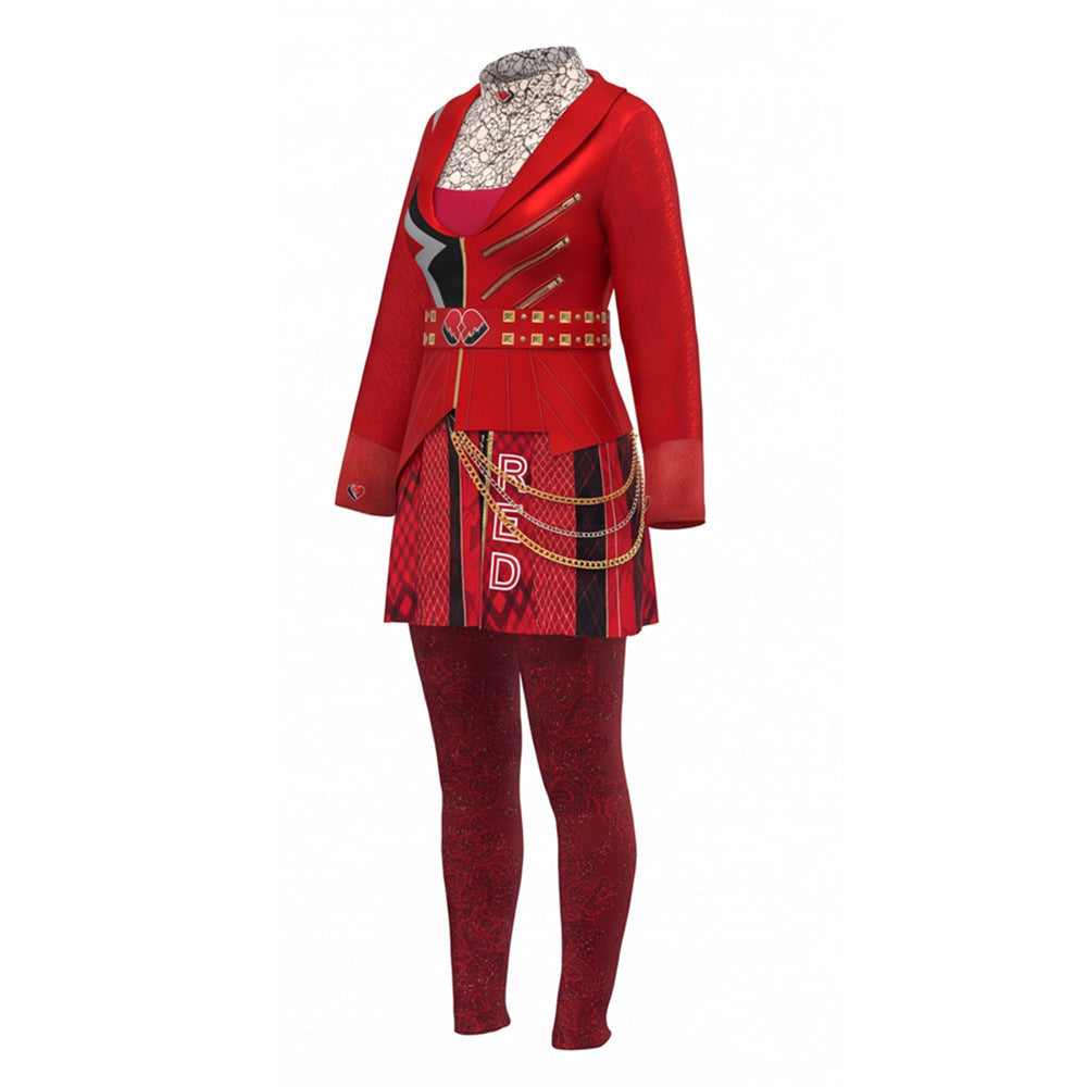 Red Queen Cosplay Costume from Descendants 5, Little Red Riding Hood Anime Cosplay Outfit, Punk Halloween Performance Costume