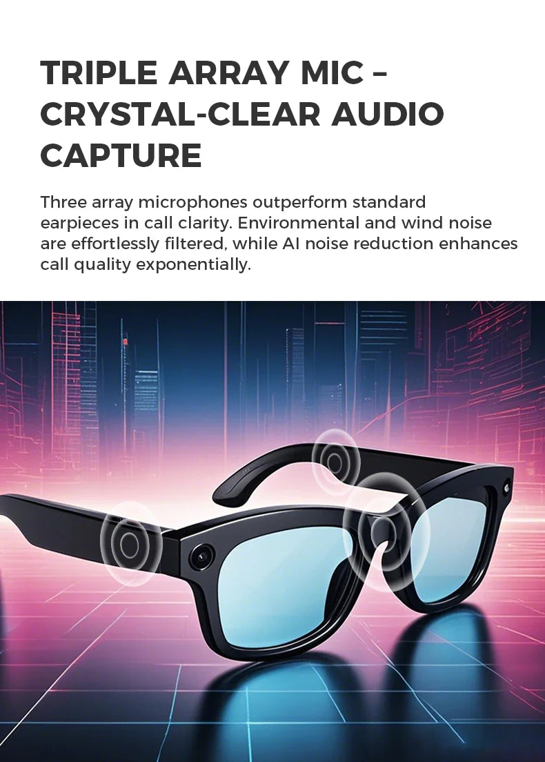 004. Bluetooth AI shooting glasses Bluetooth call voice assistant real-time translation 5-megapixel shooting stabilization