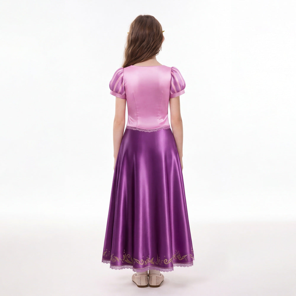 Fairy Tale Princess Rapunzel Cosplay Costume Long Dress for Halloween Performance and Stage Wear