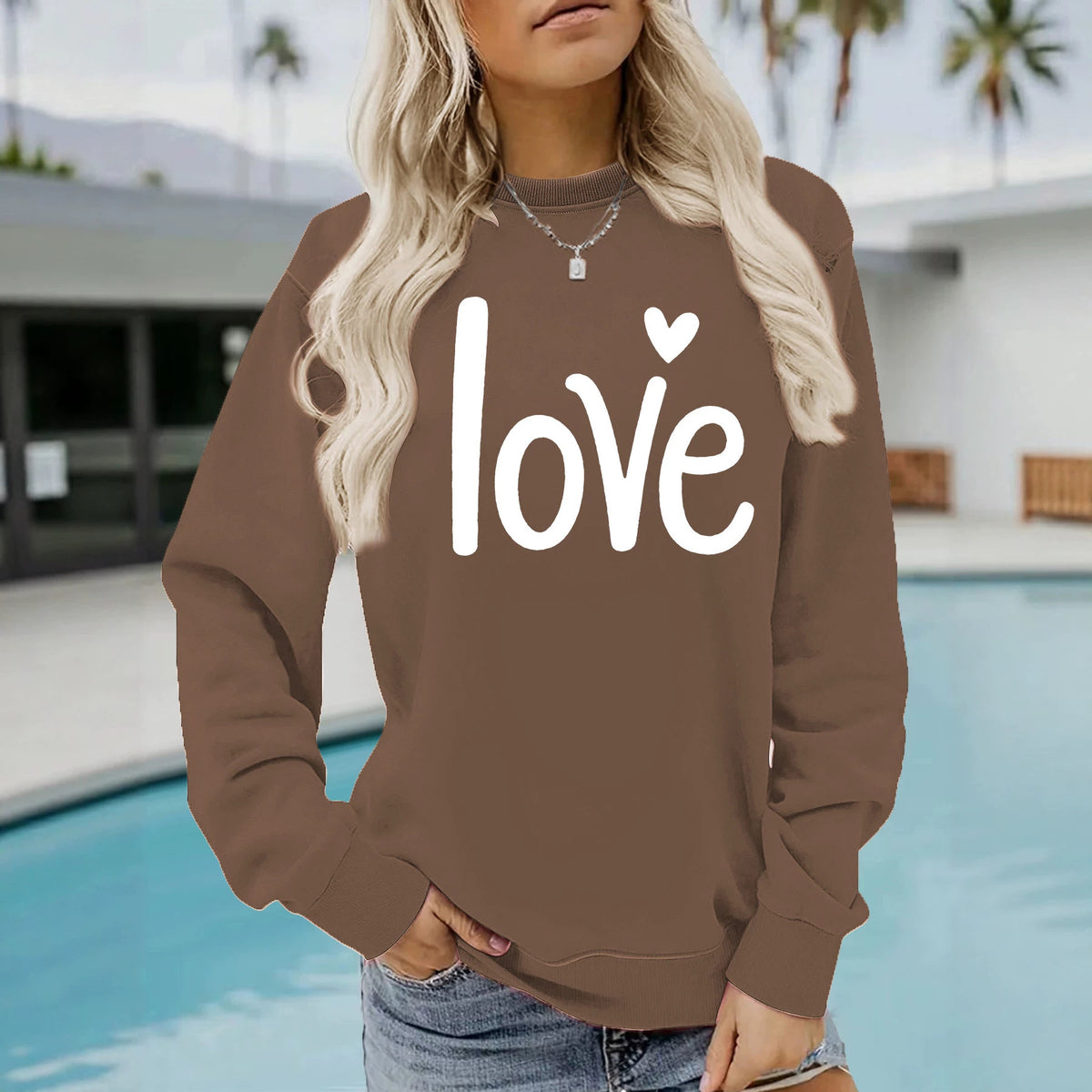 Round neck fleece hoodie for women