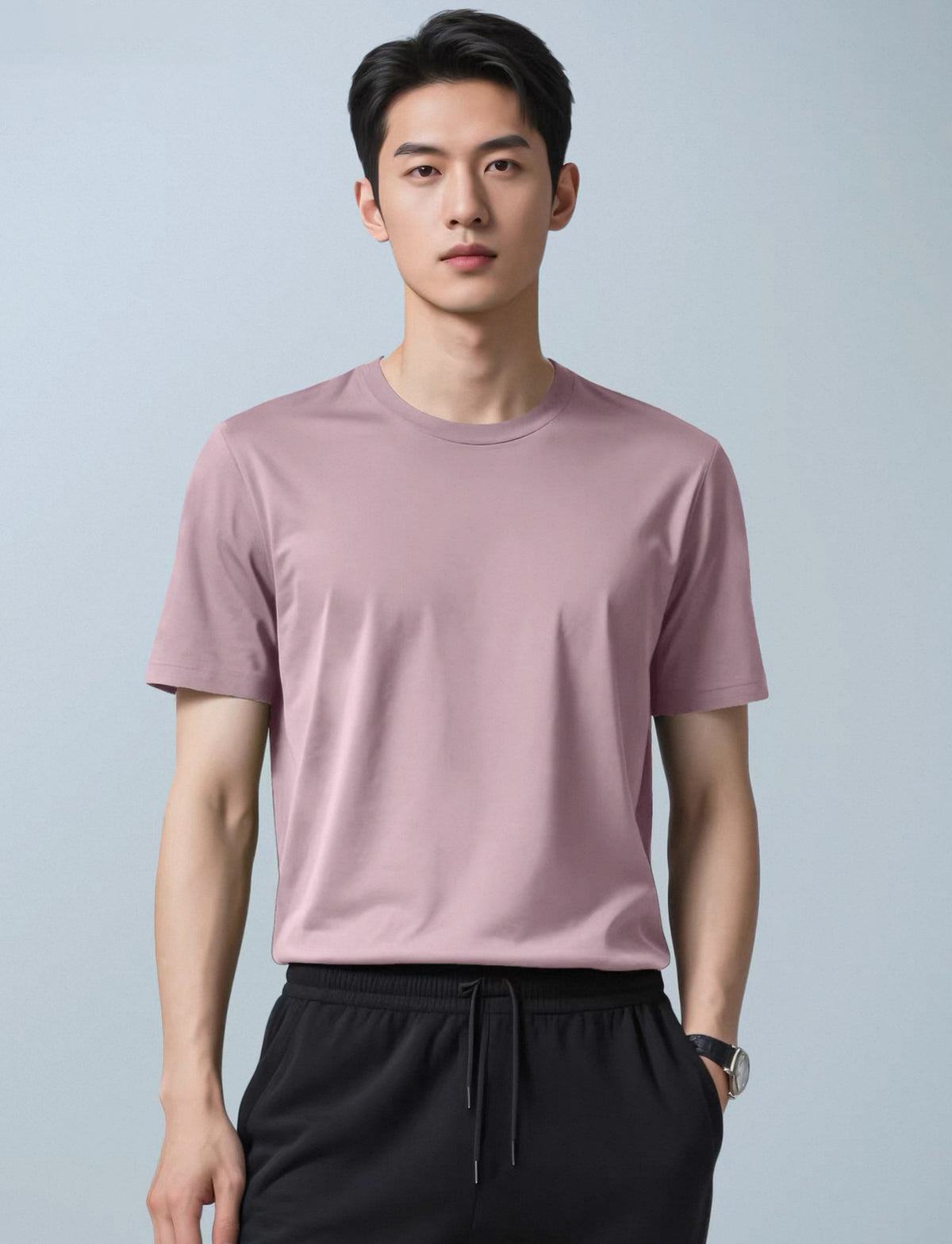 Men's Casual Solid Color Short Sleeve Crew Neck T-Shirt
