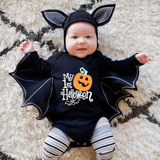 Halloween Kids Costume Long Sleeve Bat Sleeve Design Baby Clothes Unisex Infant Triangular Romper